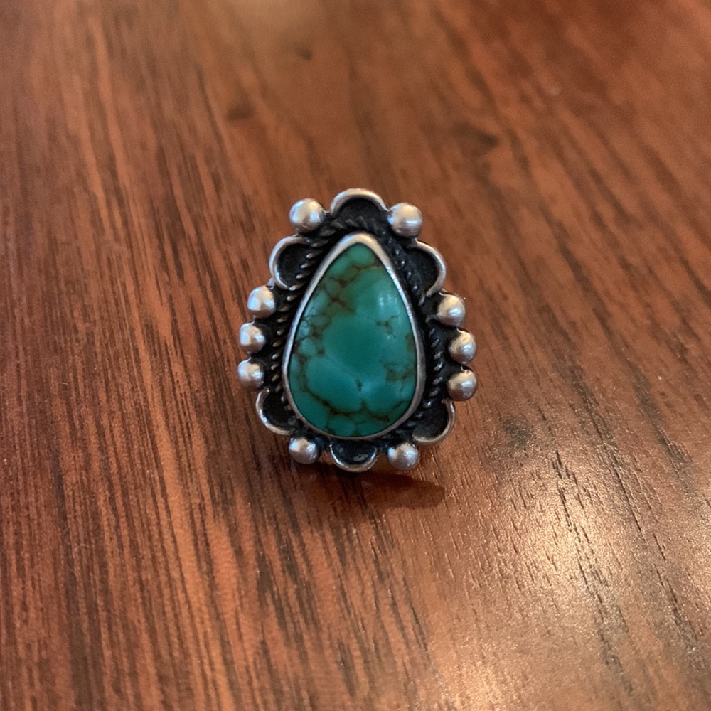 Vintage Sterling Silver Turquoise Ring Southwestern Style
